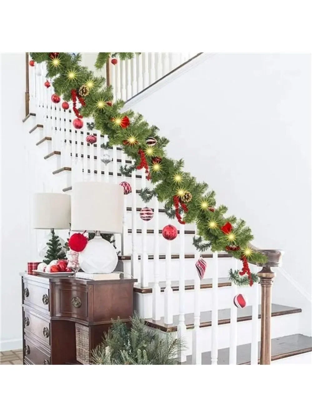 9 FT Christmas Garland Pre Lit LED Battery Operated Artificial Holiday Decoratio